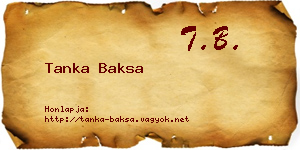 Tanka Baksa névjegykártya
